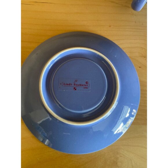 Lindt Stymeist Japan Cup & Saucer – Periwinkle & Aqua Colorblock 1980s - Picture 11 of 11